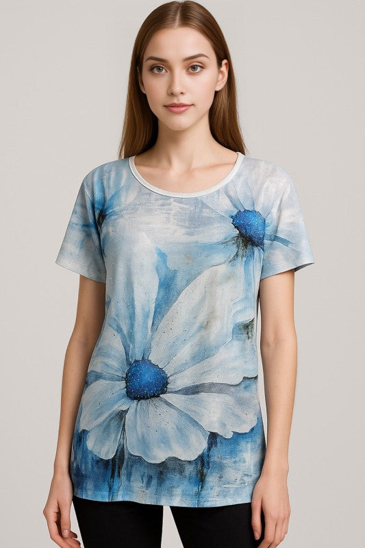 H3510 RHINESTONE PRINT TOP