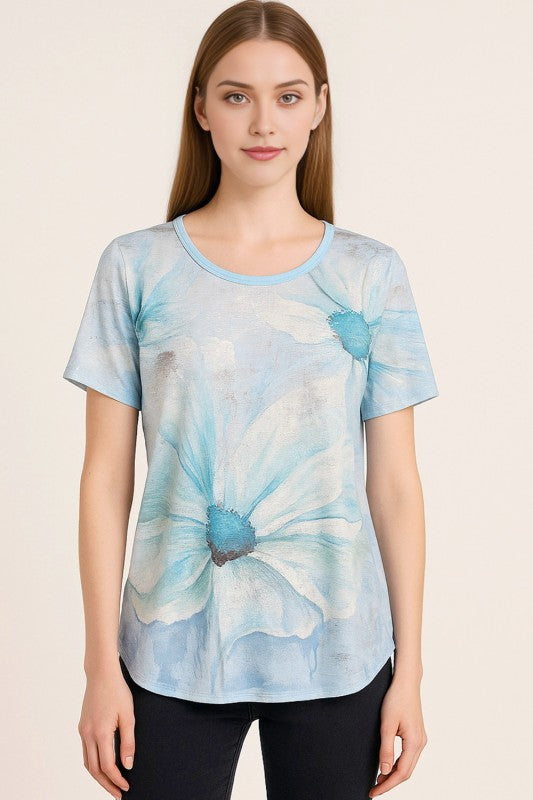 H3510 RHINESTONE PRINT TOP
