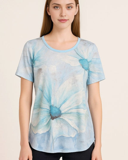 H3510 RHINESTONE PRINT TOP