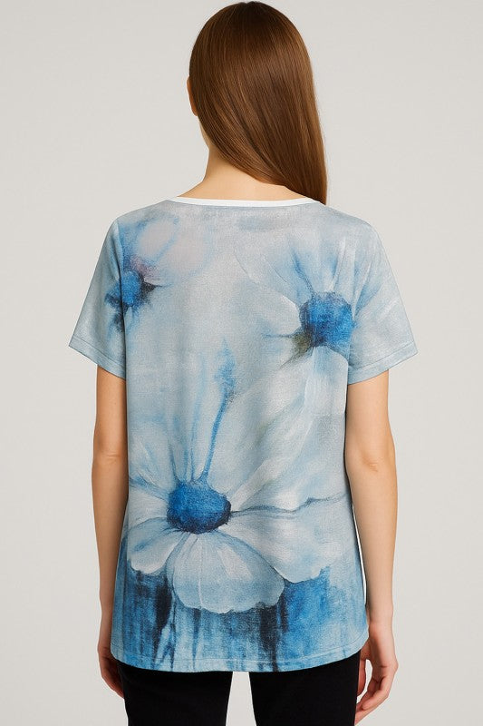 H3510 RHINESTONE PRINT TOP