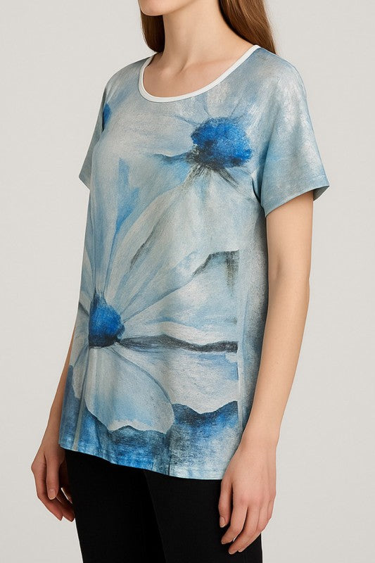 H3510 RHINESTONE PRINT TOP
