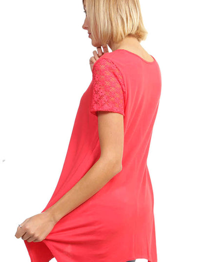 1370RL LACE SLEEVE SHARK BITE TOP