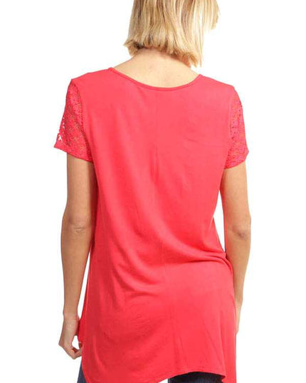 1370RL LACE SLEEVE SHARK BITE TOP