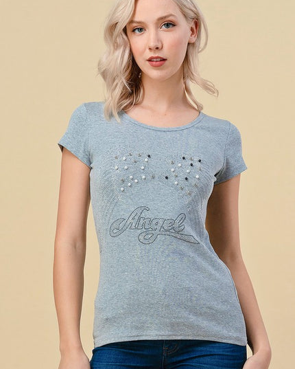 420-ANGEL RHINESTONE TOP