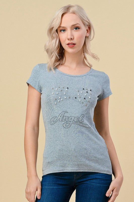 420-ANGEL RHINESTONE TOP