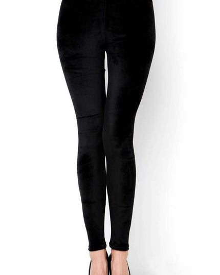 A236 PLUS SOLID STRETCH VELOUR FULL LEGGINGS