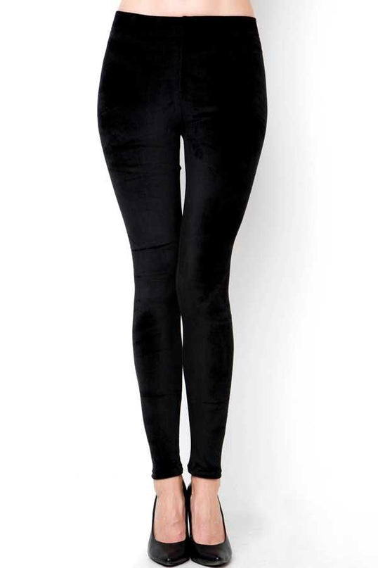 A236 PLUS SOLID STRETCH VELOUR FULL LEGGINGS