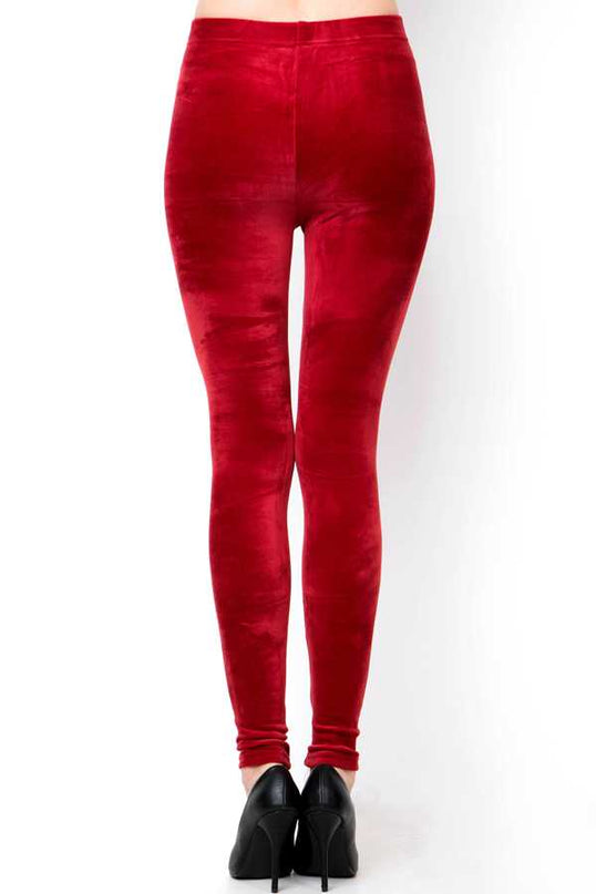 A236 PLUS SOLID STRETCH VELOUR FULL LEGGINGS