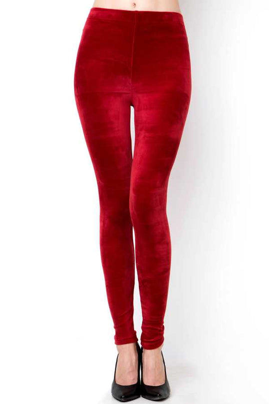 A236 PLUS SOLID STRETCH VELOUR FULL LEGGINGS