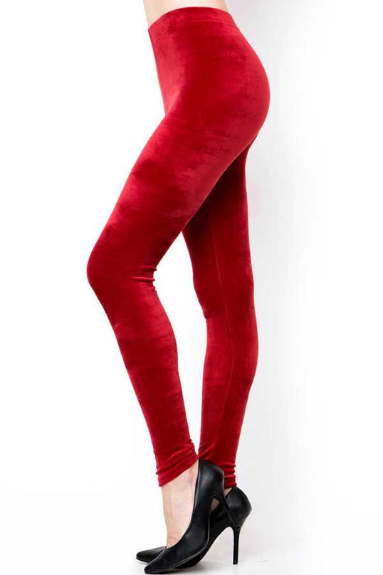 A236 PLUS SOLID STRETCH VELOUR FULL LEGGINGS