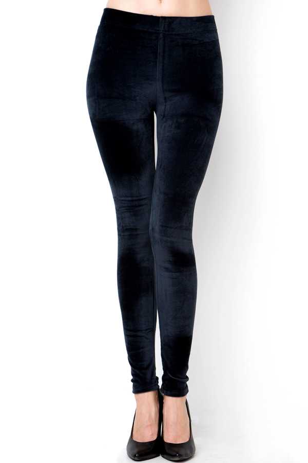 A236 PLUS SOLID STRETCH VELOUR FULL LEGGINGS