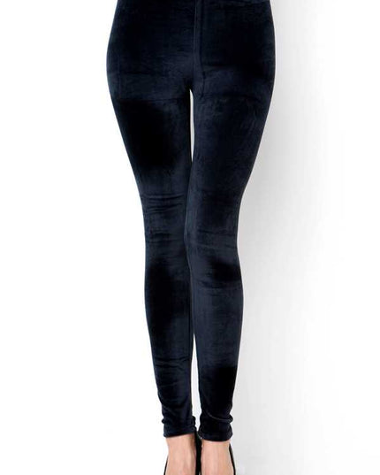 A236 PLUS SOLID STRETCH VELOUR FULL LEGGINGS