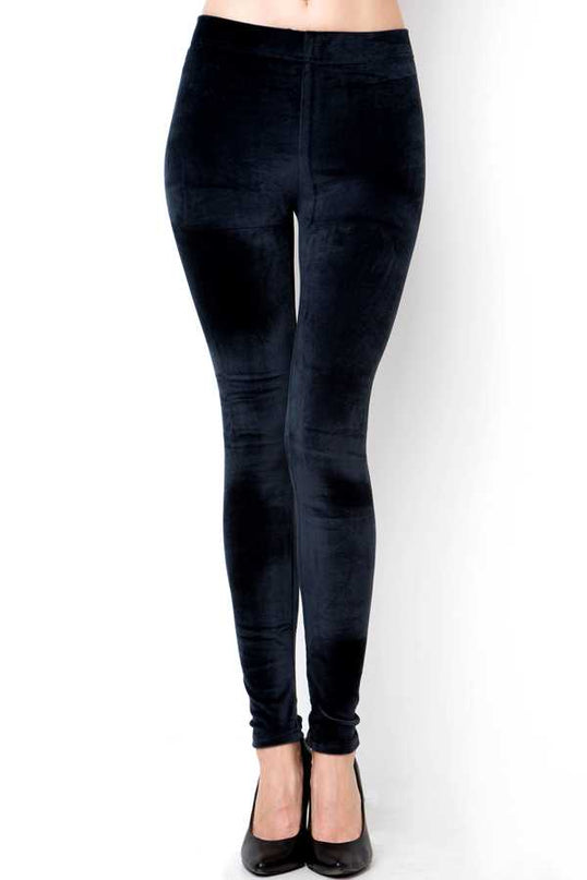 A236 PLUS SOLID STRETCH VELOUR FULL LEGGINGS