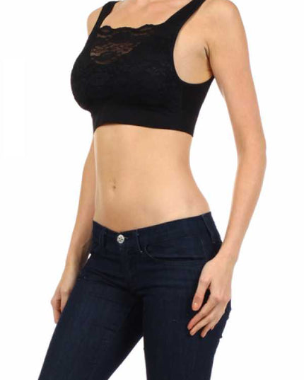 BRA-03 SEAMLESS LACED CROP TANK TOP