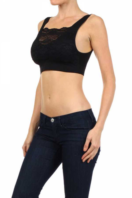 BRA-03 SEAMLESS LACED CROP TANK TOP