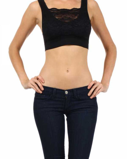 BRA-03 SEAMLESS LACED CROP TANK TOP