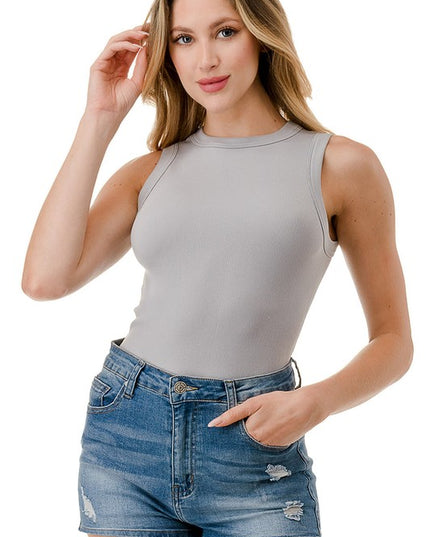 BST10 SOLID SLEEVELESS ROUND NECK BODYSUIT