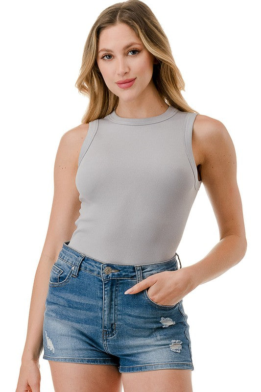 BST10 SOLID SLEEVELESS ROUND NECK BODYSUIT
