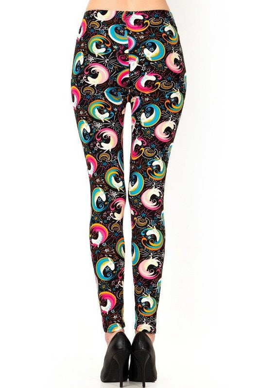 PLUS J292 PLUS SIZE UNICORN PRINT BRUSHED FULL LEGGINGS