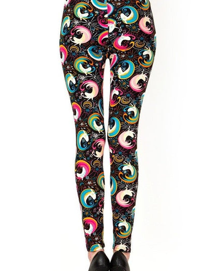 PLUS J292 PLUS SIZE UNICORN PRINT BRUSHED FULL LEGGINGS