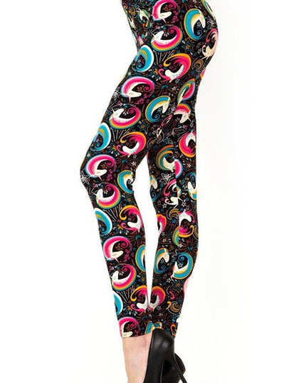 PLUS J292 PLUS SIZE UNICORN PRINT BRUSHED FULL LEGGINGS