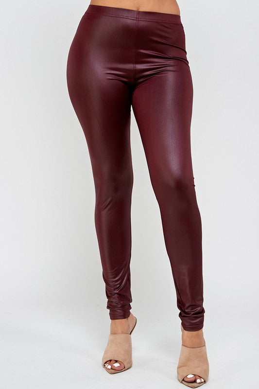 PLUS PU001X PLUS SIZE VEGAN LEATHER PU FULL LEGGINGS