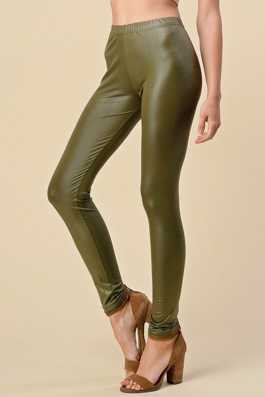 PLUS PU001X PLUS SIZE VEGAN LEATHER PU FULL LEGGINGS