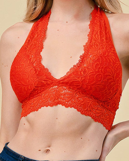LB-18 LACE HALTER NECK BRALETTE