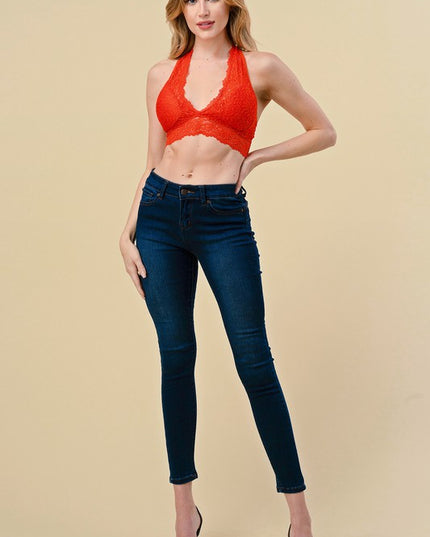 LB-18 LACE HALTER NECK BRALETTE