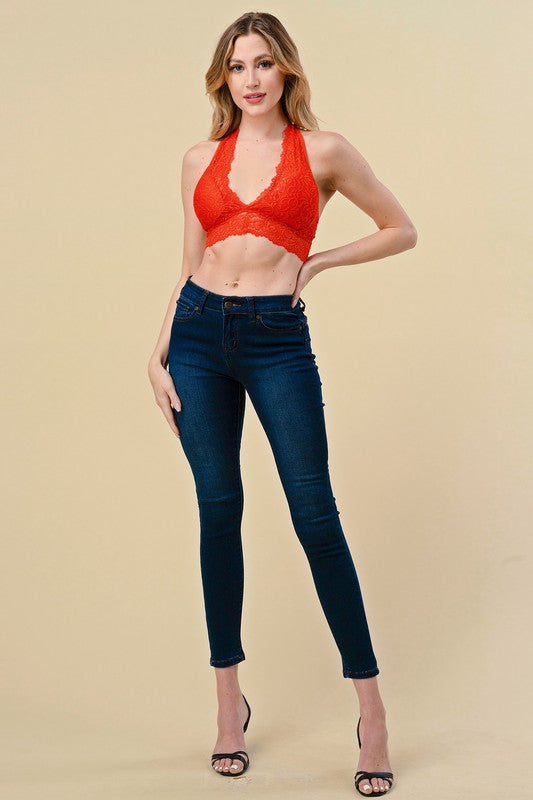 LB-18 LACE HALTER NECK BRALETTE