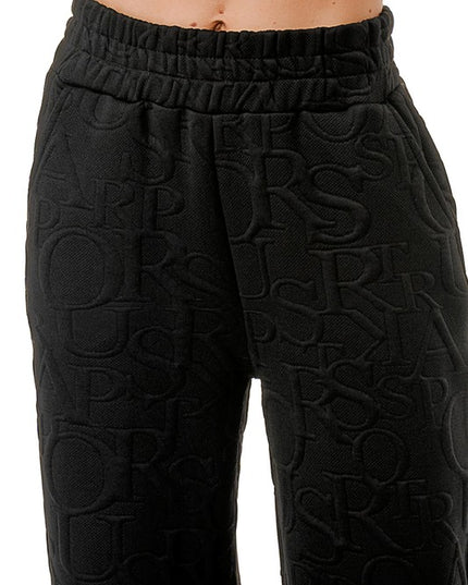 JAQ20-PANT JACQUARD LETTER EMBOSSED STRAIGHT PANTS