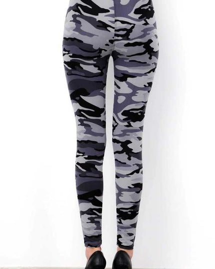 PLUS F120 Camouflage Print Brushed Full-Length Leggings
