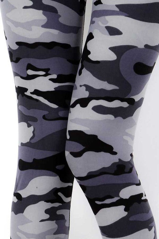 PLUS F120 Camouflage Print Brushed Full-Length Leggings