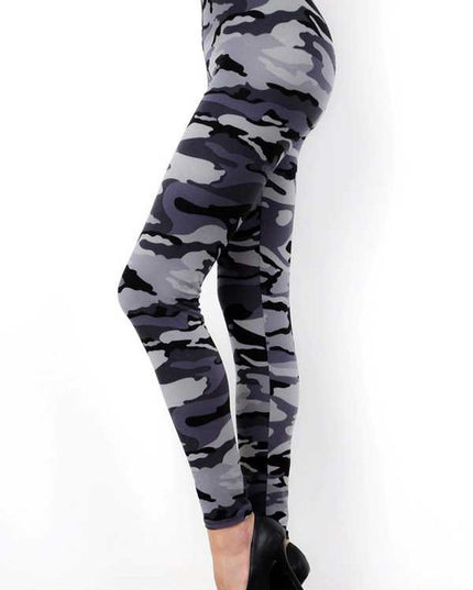PLUS F120 Camouflage Print Brushed Full-Length Leggings