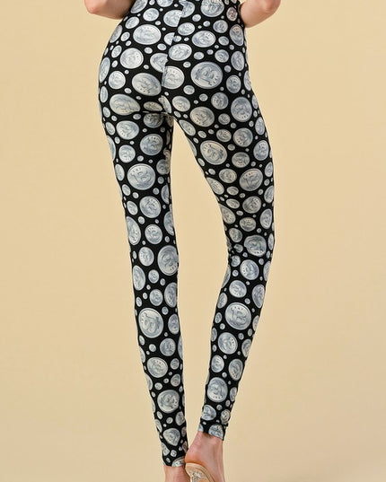 PLUS F764 Plus size Bitcoin Print Leggings