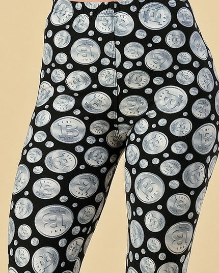 PLUS F764 Plus size Bitcoin Print Leggings