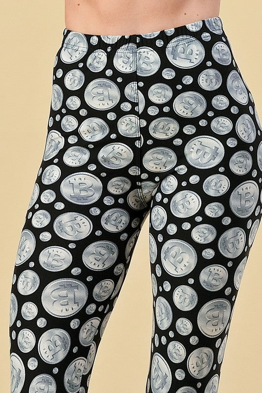 F764 Bitcoin Print Leggings