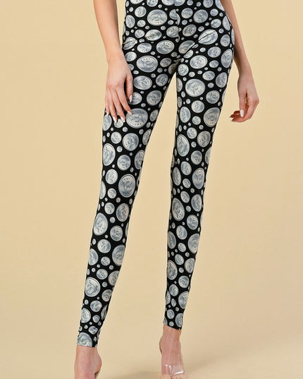 PLUS F764 Plus size Bitcoin Print Leggings