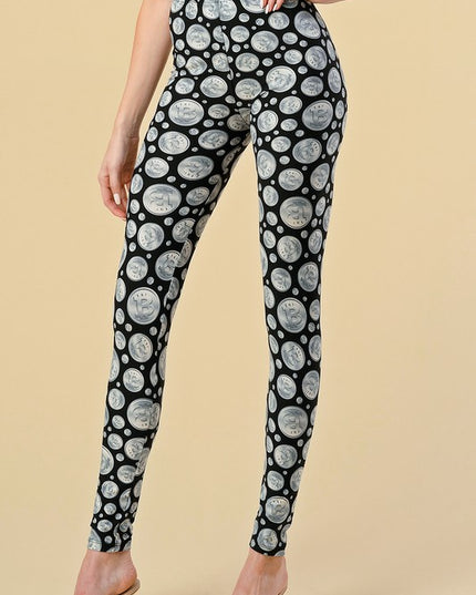 PLUS F764 Plus size Bitcoin Print Leggings
