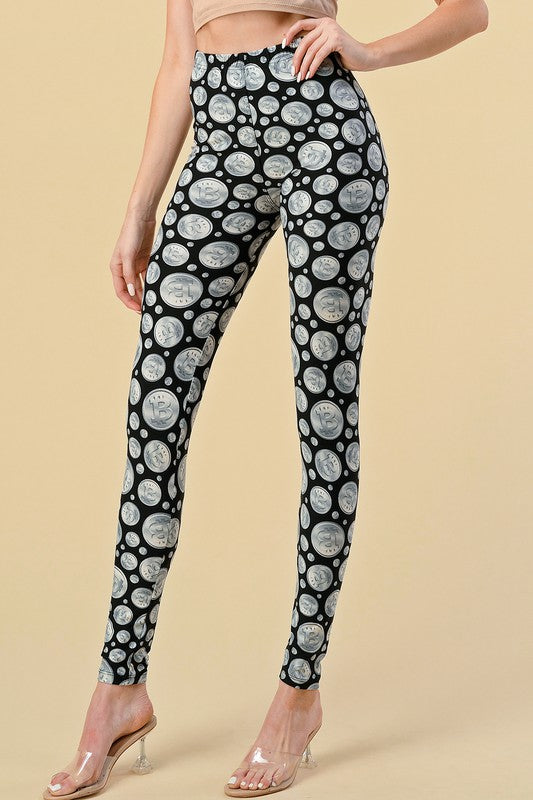F764 Bitcoin Print Leggings
