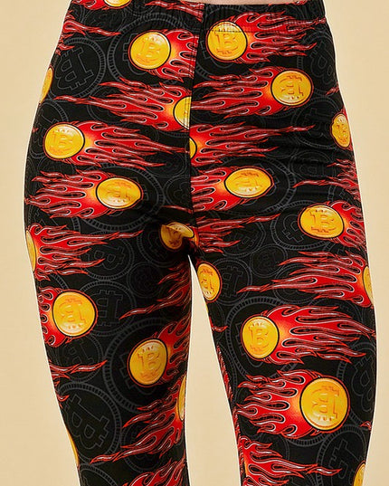 PLUS F765 Plus size Bitcoin Print Leggings