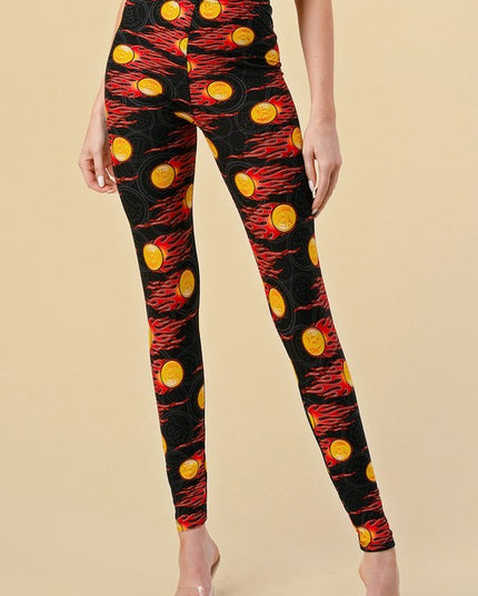 PLUS F765 Plus size Bitcoin Print Leggings