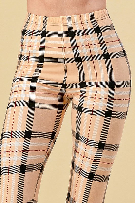 F758 Plaid Print Leggings