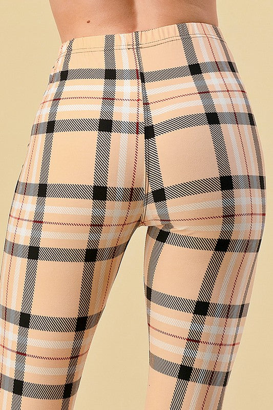 F758 Plaid Print Leggings