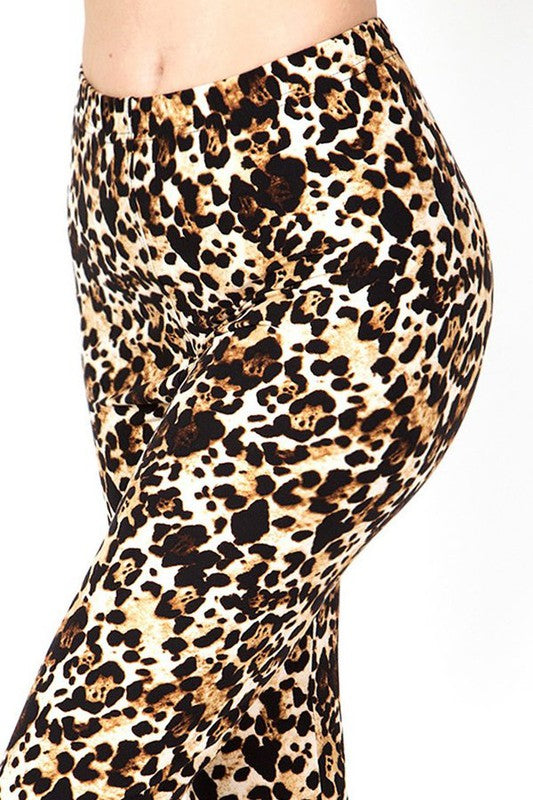PLUS F643 Leopard Print Full-Length Leggings