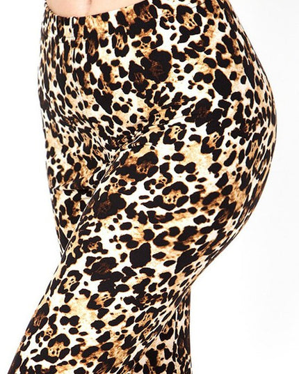 PLUS F643 Leopard Print Full-Length Leggings