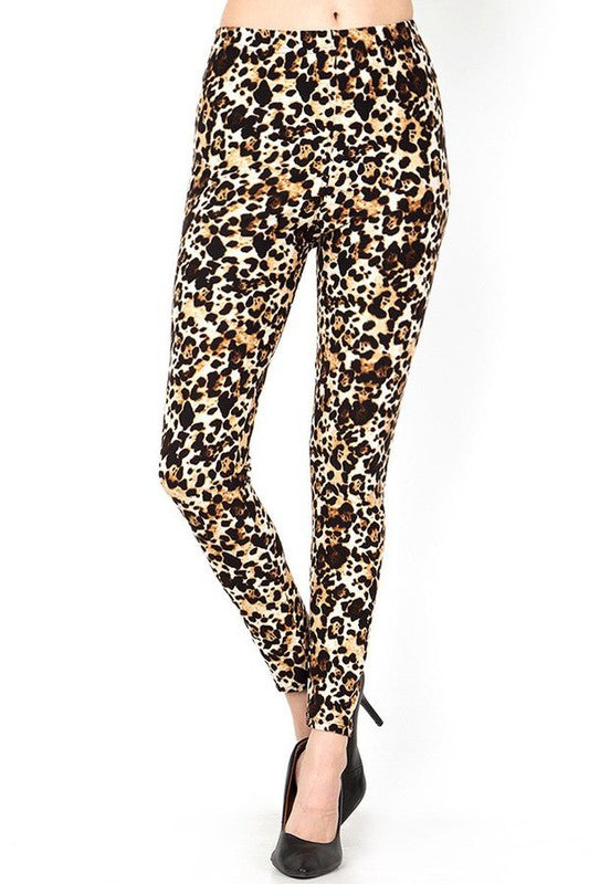 PLUS F643 Leopard Print Full-Length Leggings