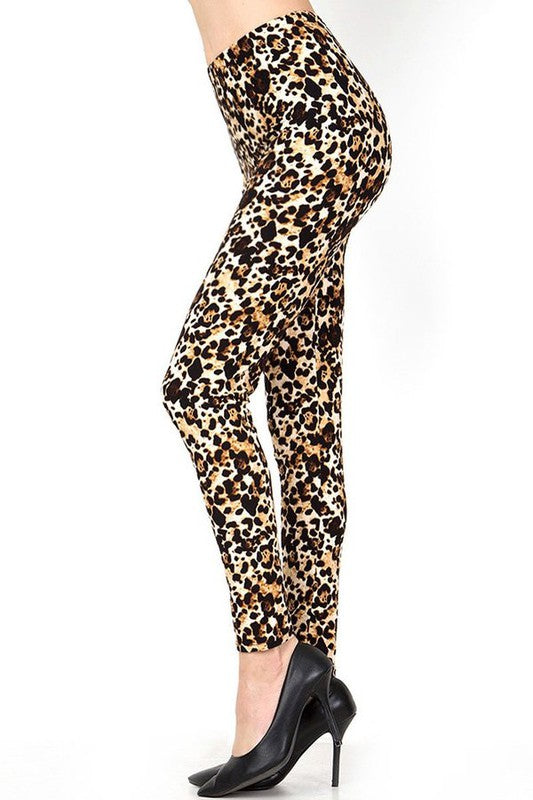 PLUS F643 Leopard Print Full-Length Leggings