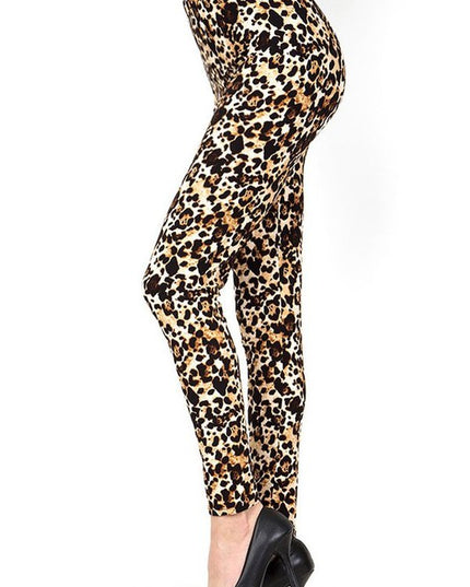 PLUS F643 Leopard Print Full-Length Leggings