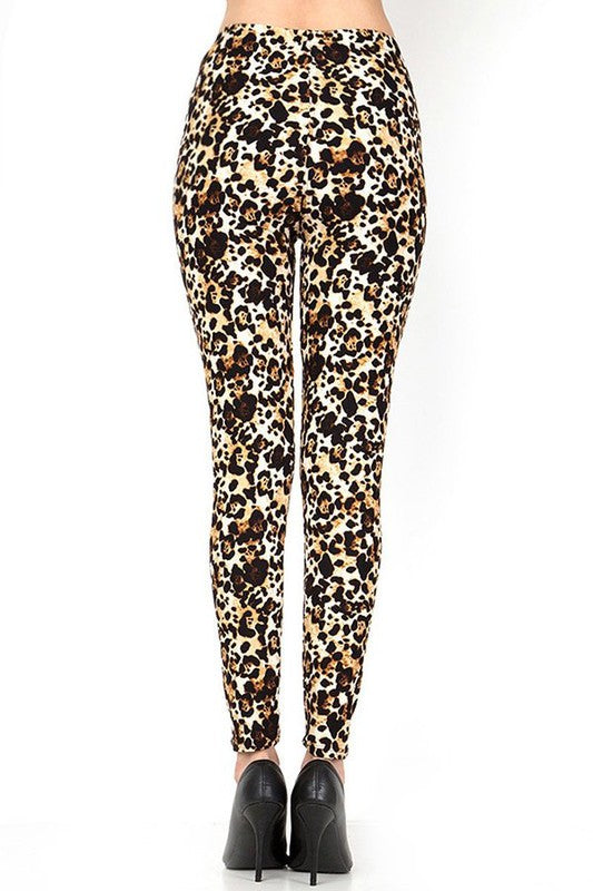 PLUS F643 Leopard Print Full-Length Leggings